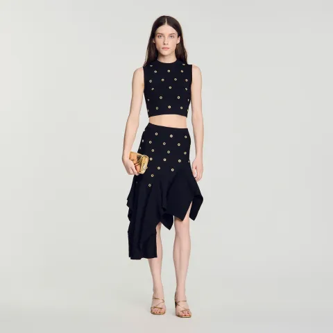 Studded knit skirt