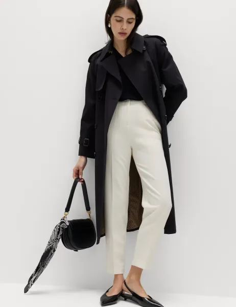 Marks & Spencer Tapered Ankle Grazer Trousers Ivory