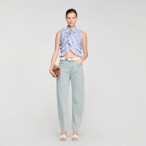 Striped ruffled shirt