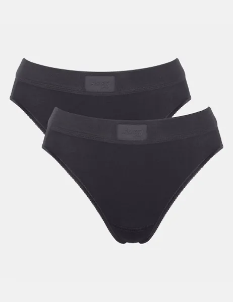 Sloggi 2 Pack Double Comfort Tai High Leg Knickers Black