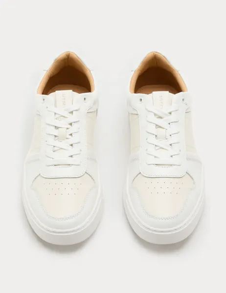 Autograph Leather Colour Block Trainers White Mix