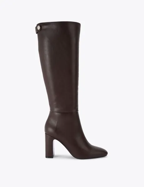 Carvela Wide Fit Block Heel Knee High Boots Brown