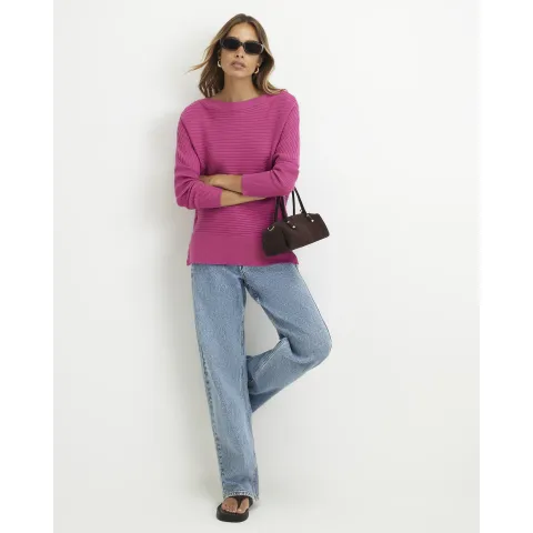 River Island Wide Neck Rib Knit Jumper