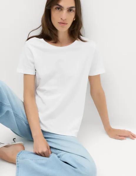 Marks & Spencer Pure Cotton Crew Neck T-Shirt Soft White