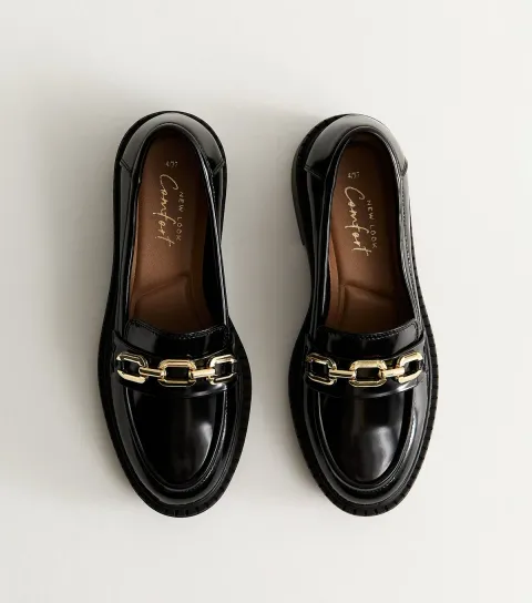 Women's Black Faux Leather Chunky Loafer Vegan
