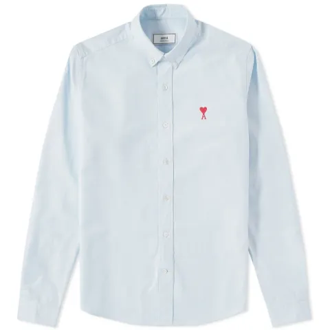 AMI Button Down Medium Heart Logo Oxford Shirt
