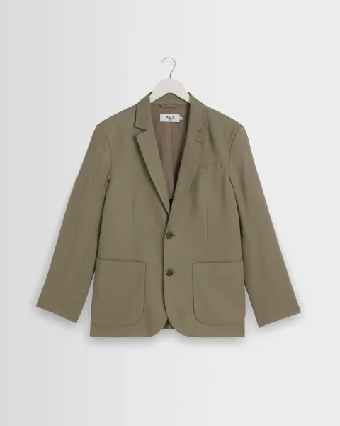 Fintry - Khaki Linen Single-Breasted Blazer