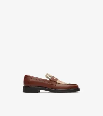 Leather Pembroke Loafers in Tobacco brown/archive beige