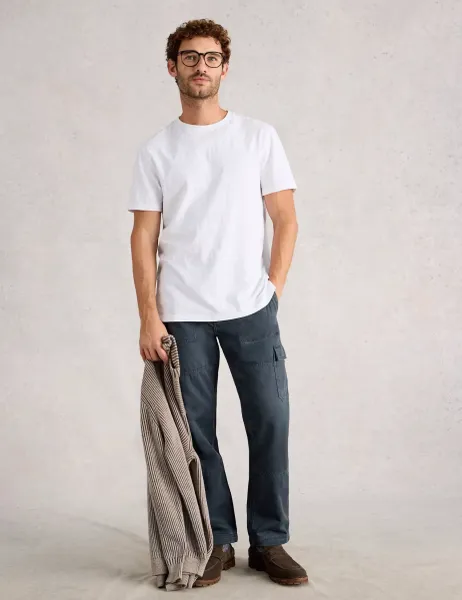 White Stuff Loose Fit Pure Cotton Cargo Trousers Navy