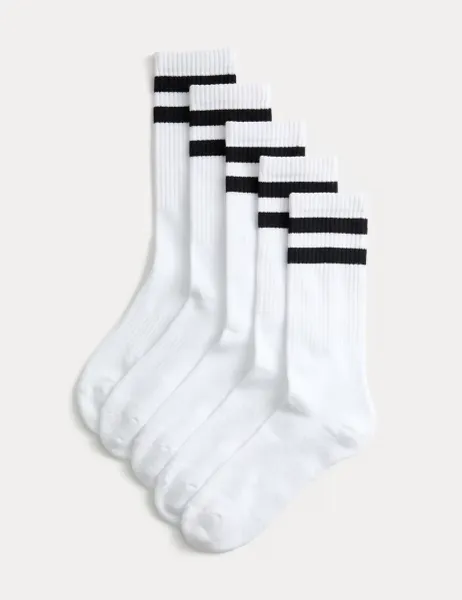 Goodmove 5 Pack Cool & Fresh Sports Socks White Mix