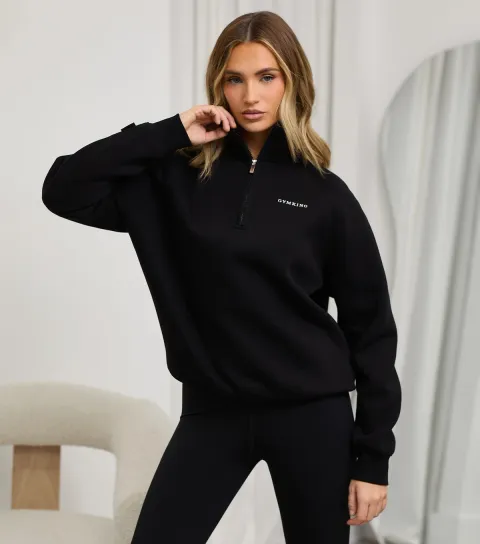 Women's 365 Black Raglan Sleeve Funnel Neck Top