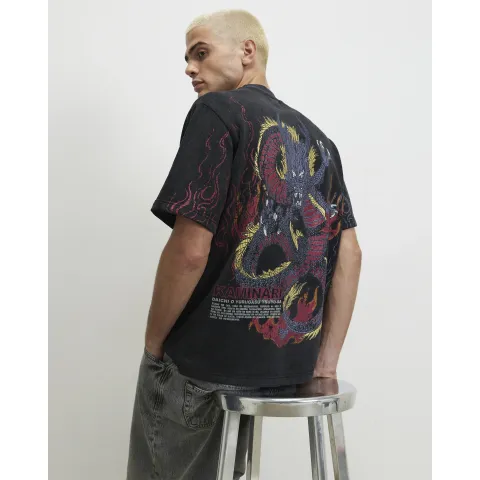 River Island Cotton Kaminari Dragon T-Shirt