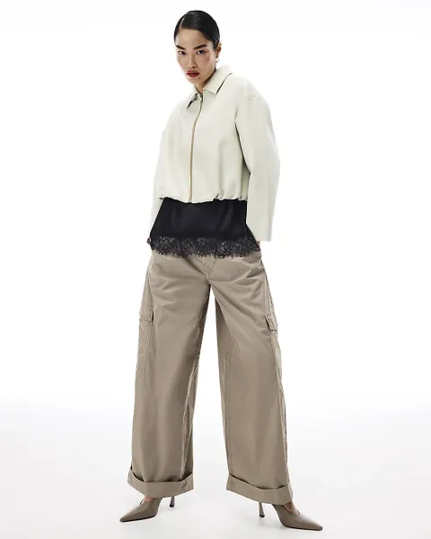 River Island Faux Leather Bubble Hem Bomber Jacket