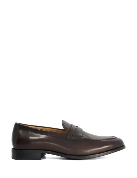 Wide Fit Leather Loafers Brown