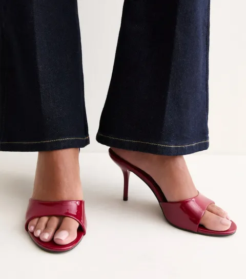 New Look Bright Red Faux Leather Stiletto Mules Vegan