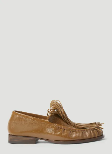Fringe Embellished Leather Loafers