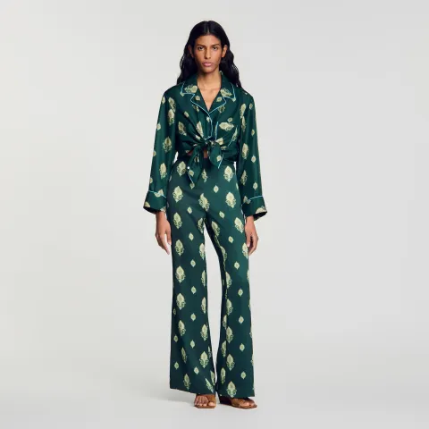 Paisley-print floaty trousers