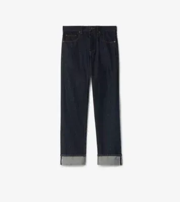 Straight Turn-up Jeans in Dark indigo - Men, Cotton