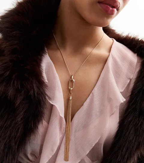 New Look Gold Tone Tassel Necklace