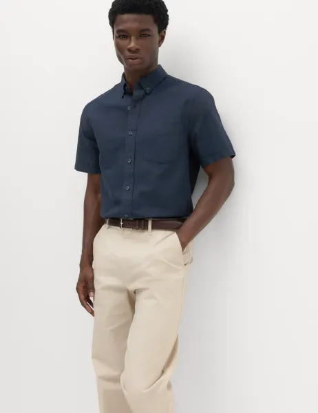 Marks & Spencer Ultimate Pure Cotton Oxford Shirt Navy