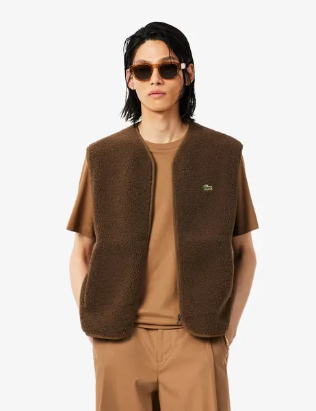 Lacoste Fleece Gilet Brown