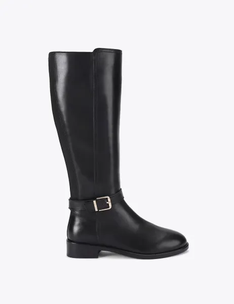 Carvela Leather Flat Riding Boots Black