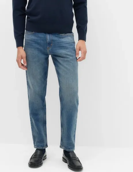 Marks & Spencer Authentic Tapered Fit Stretch Jeans Medium Blue