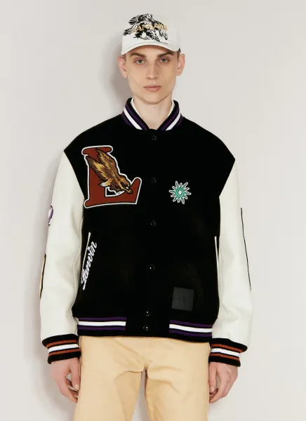 Varsity Jacket With Leather Sleeves