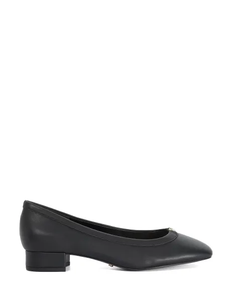 Dune London Leather Block Heel Court Shoes