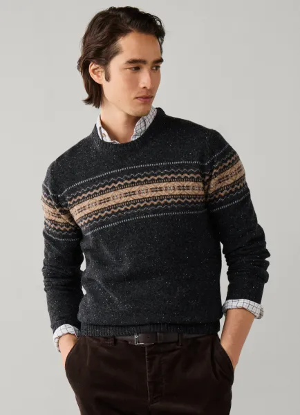 Hackett Merino Wool Fairisle Crew Neck Jumper