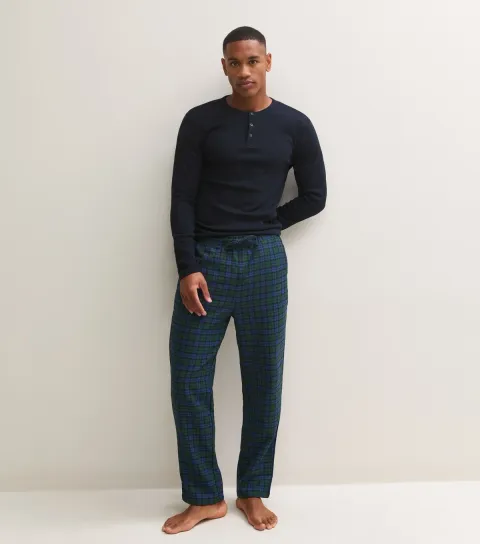 Jack & Jones Men's Dark Green Cotton Rich Check Pyjama Trousers