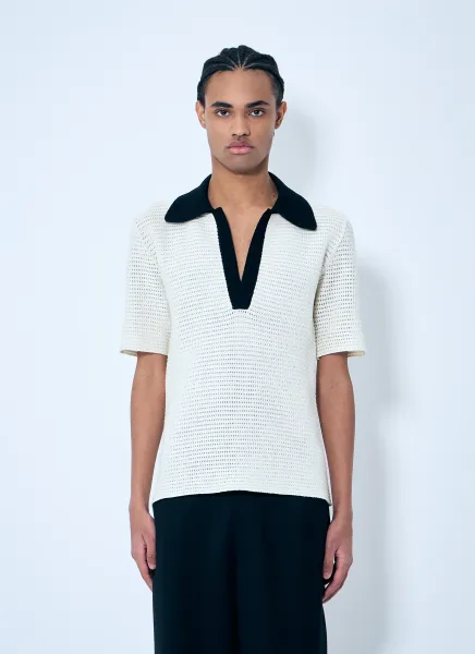 Open-Knit Polo Shirt