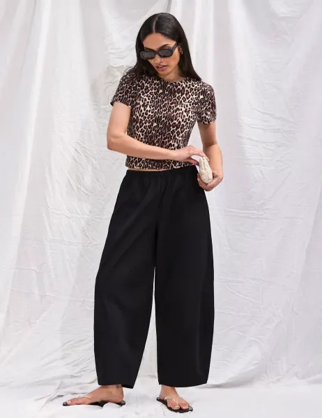 RO&ZO Jersey Animal Print Crop T-Shirt Multi
