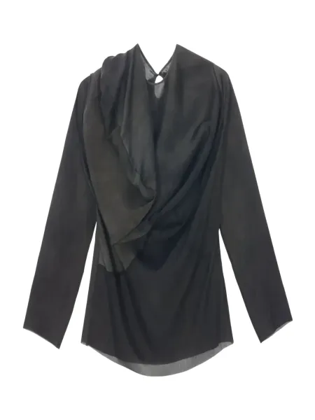 Draped Asymmetric Blouse Dark Grey