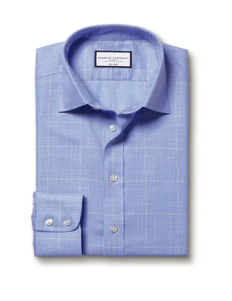 Charles Tyrwhitt Regular Fit Non Iron Pure Cotton Check Shirt Blue Mix