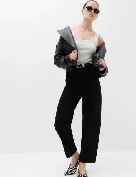 Marks & Spencer Cotton Rich High Waisted Carrot Leg Jeans Black