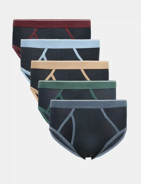 Marks & Spencer 5 Pack Cotton Stretch Briefs Black Mix