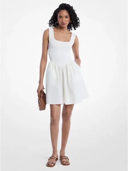 Smocked Stretch Matte Jersey Mini Dress