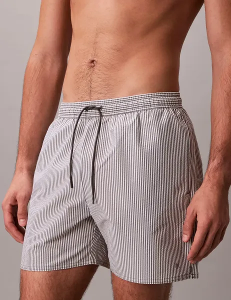 Calvin Klein Striped Swim Shorts Grey Mix