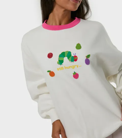 Women's White The Hungry Caterpillar Beaded Sweatshirt