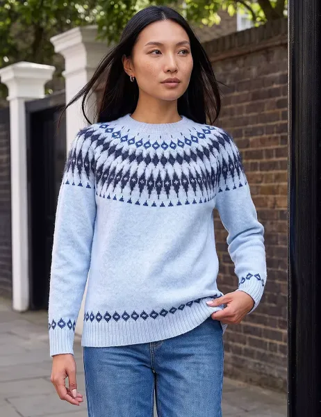 Roman Fluffy Fair Isle Jumper Blue Mix