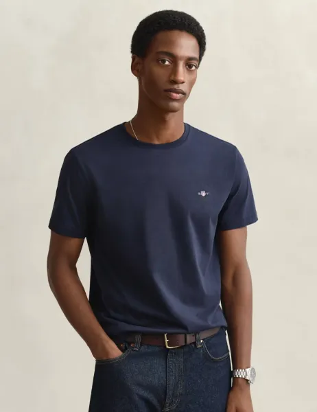 Gant Pure Cotton Crew Neck T-Shirt Navy