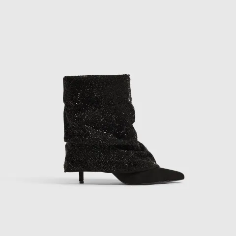 River Island Diamante Skinny Heeled Ankle Boots