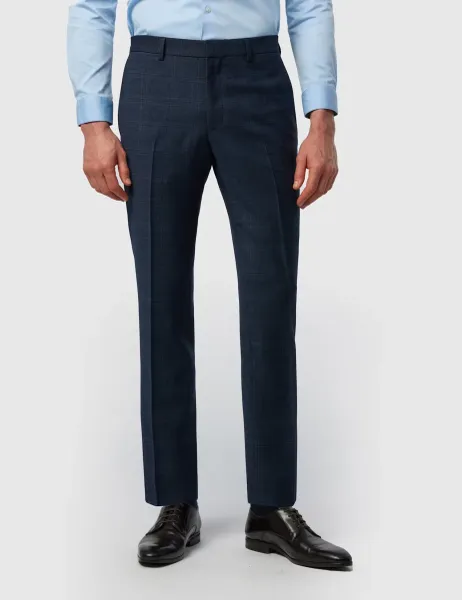 Ted Baker Tailored Fit Wool Blend Check Suit Trousers Navy