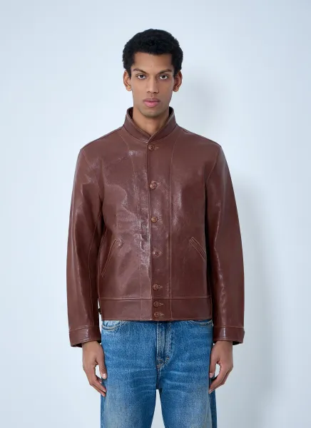 Leather Button-Up Jacket