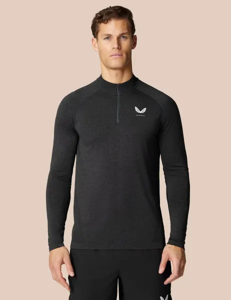 Castore Seam Free Half Zip Funnel Neck Sweatshirt Black Mix