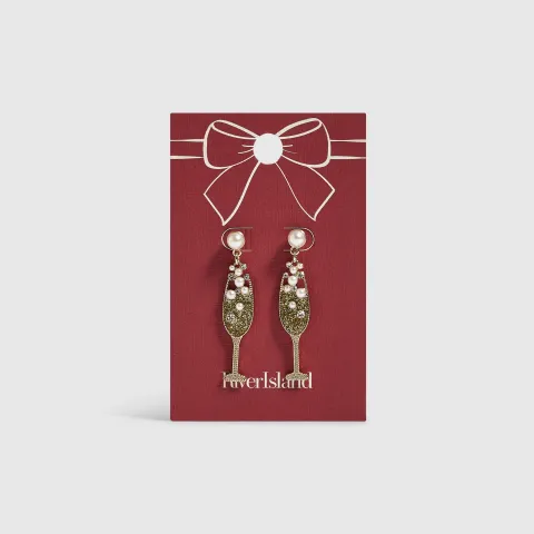 River Island Christmas Champagne Glass Earrings
