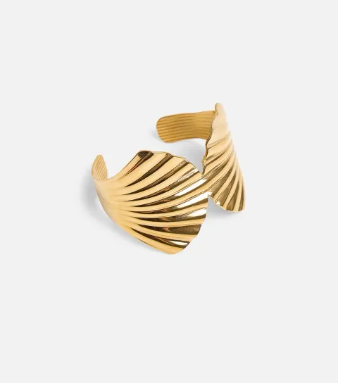 Gold Tone Adjustable Shell Cuff Bracelet