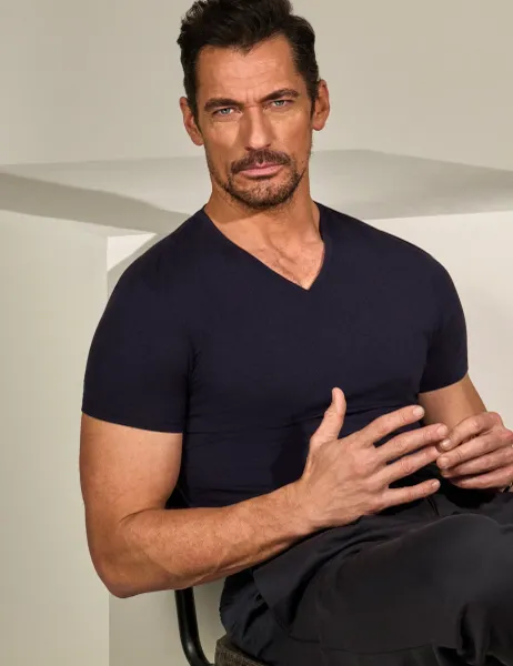 David Gandy Wellwear Ultimate Cotton Modal V-Neck T-Shirt Navy