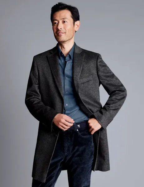 Charles Tyrwhitt Pure Wool Overcoat Grey